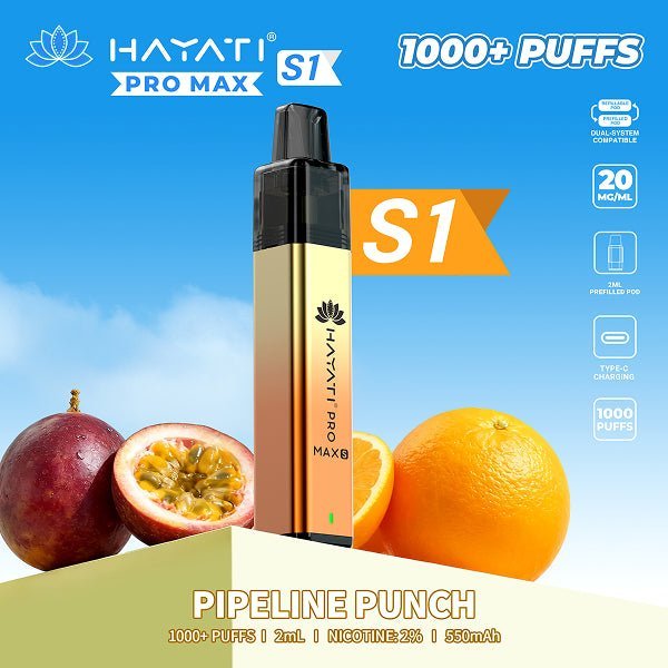 Hayati Pro Max S1 1000 Prefilled Vape Pod Kit - Box of 10 Hayati Pro Max S1 1000 Prefilled Vape Pod Kit - Box of 10